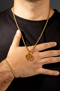 Set lazo + dije San Miguel Arcangel| Enchape de oro 18k