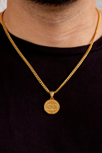 Cadena cubana 50 cms + dije San benito | Enchape de oro 18k