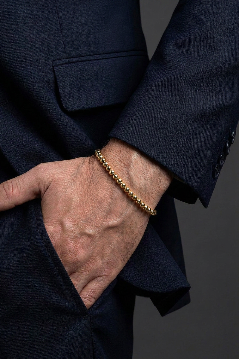 Pulsera Balines 4mm Oro Laminado 18K