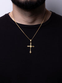 Cadena Cubana 50 cm x 2 mm Dije Cruz| Enchape en Oro 18K