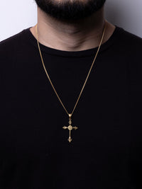 Cadena Cubana 60 cm x 2 mm Dije Cruz| Enchape en Oro 18K
