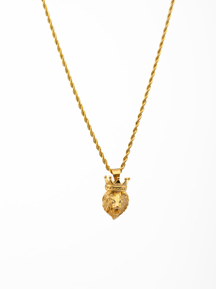 Cadena 50 cms+ dije León| Enchape de oro 18k