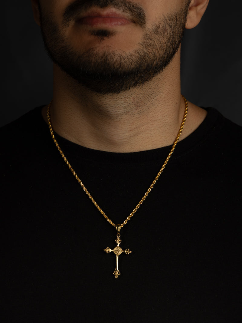 Cadena 50 cms + dije Cruz | Enchape de oro 18k