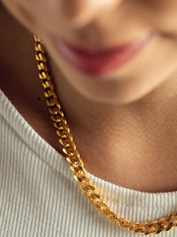 Cadena cubana enchape de oro  18k 7mm-45 cms