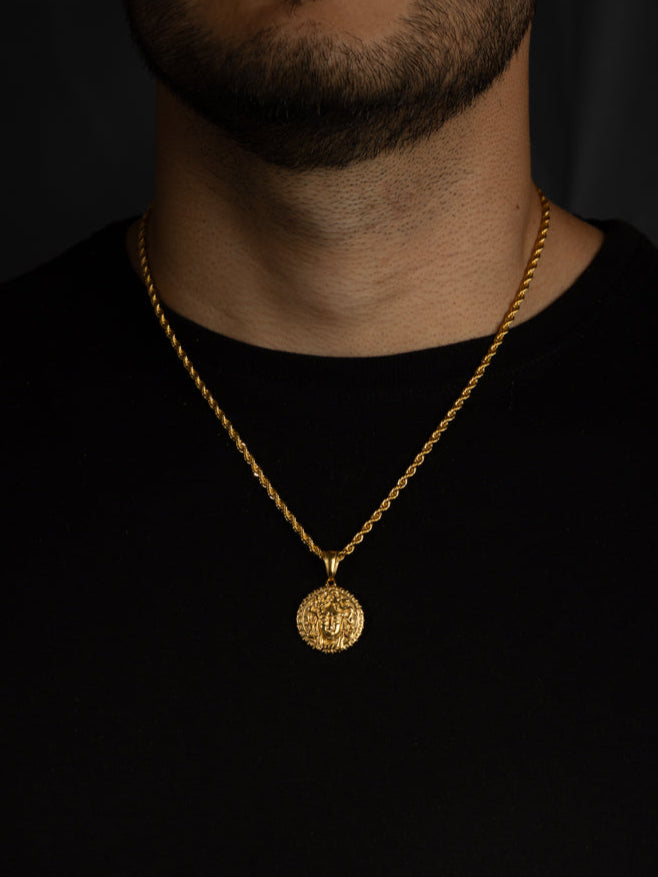 Cadena lazo 50 cms + dije medusa | Enchape de oro 18k