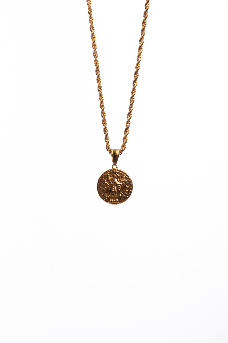 Cadena lazo 50 cms + dije medusa | Enchape de oro 18k