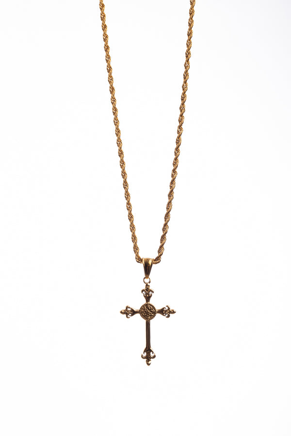 Cadena 50 cms + dije Cruz | Enchape de oro 18k