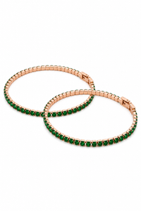 Set pulseras tennis oro rosa esmeralda para parejas