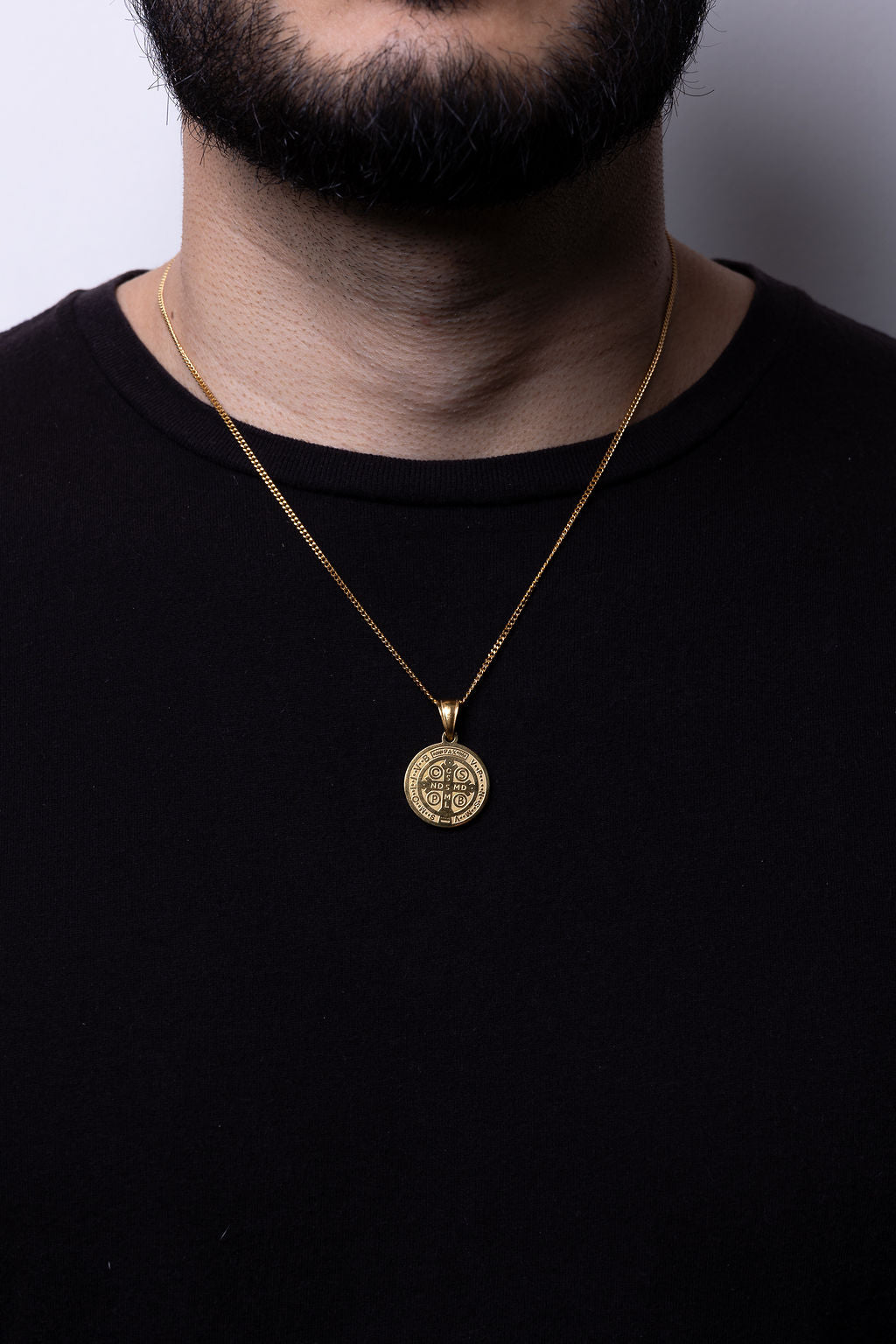 Cadena Cubana 50 cm x 2 mm Dije San Benito| Enchape en Oro 18K