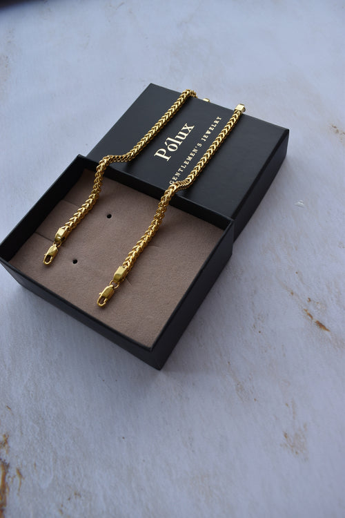 Set pulseras tejido franco para parejas | Enchape en oro 18k