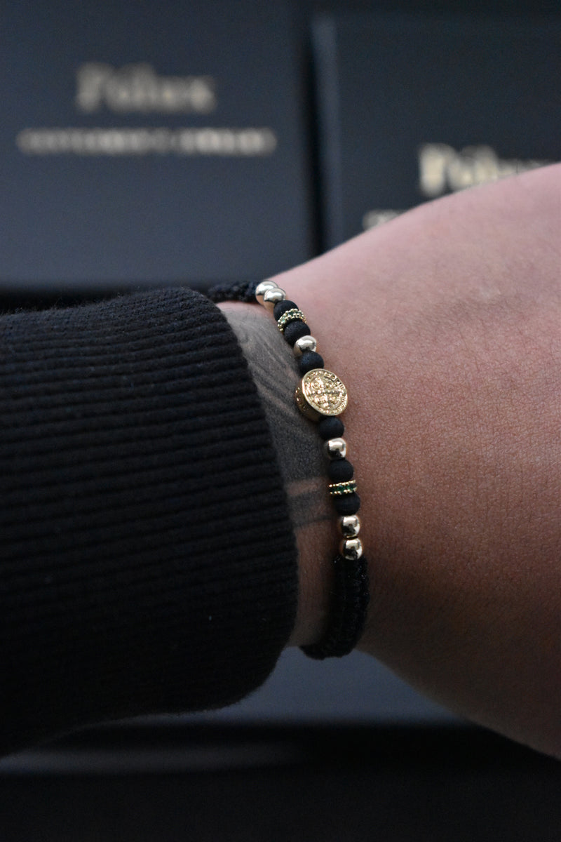 Pulsera San Benito & Virgen Guadalupe| Oro laminado 18 K