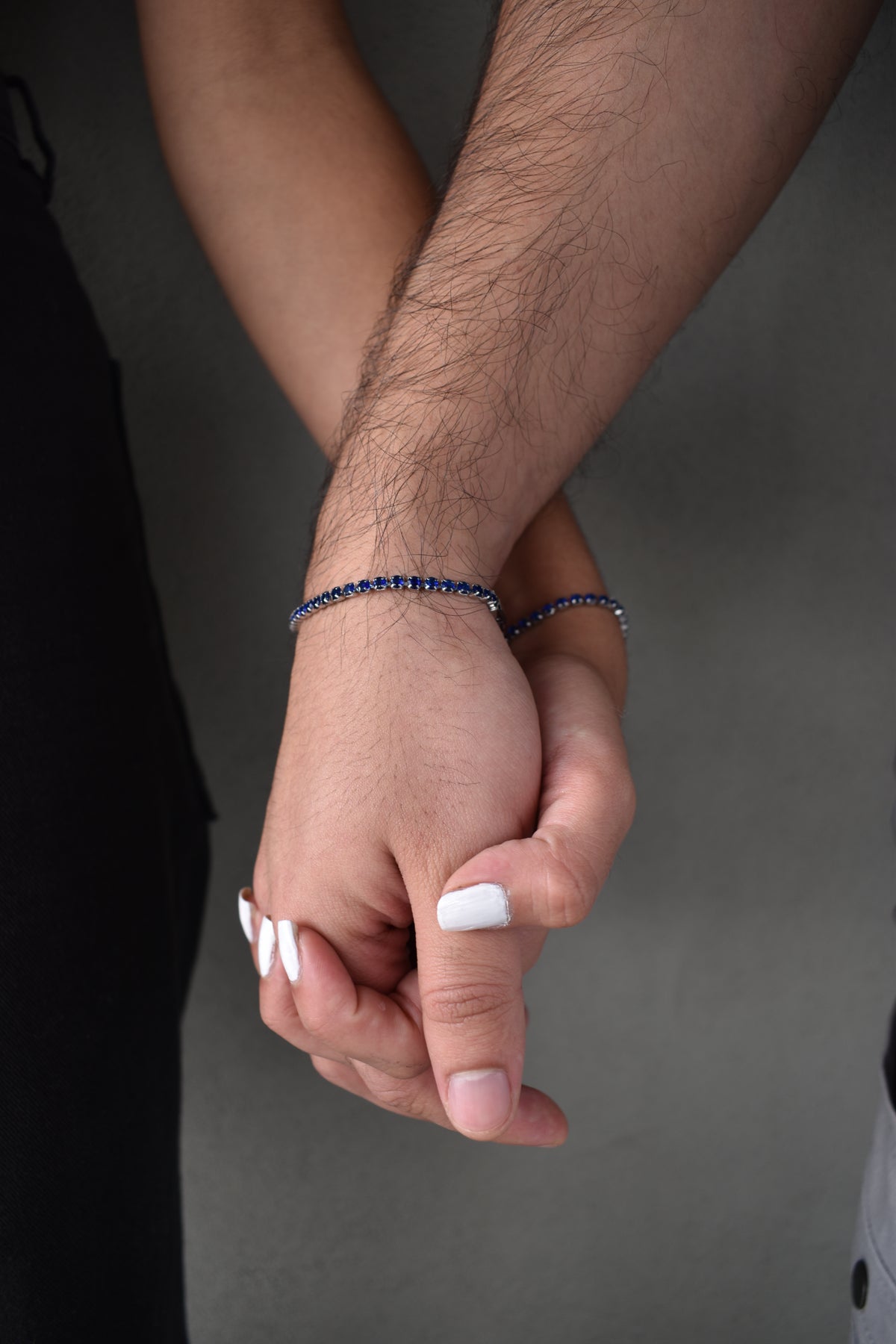 Set pulseras parejas tennis Silver Zafiro