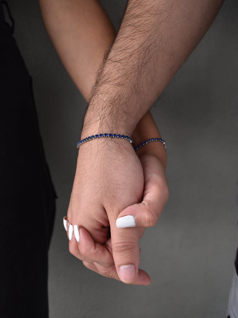 Set pulseras parejas tennis Silver Zafiro