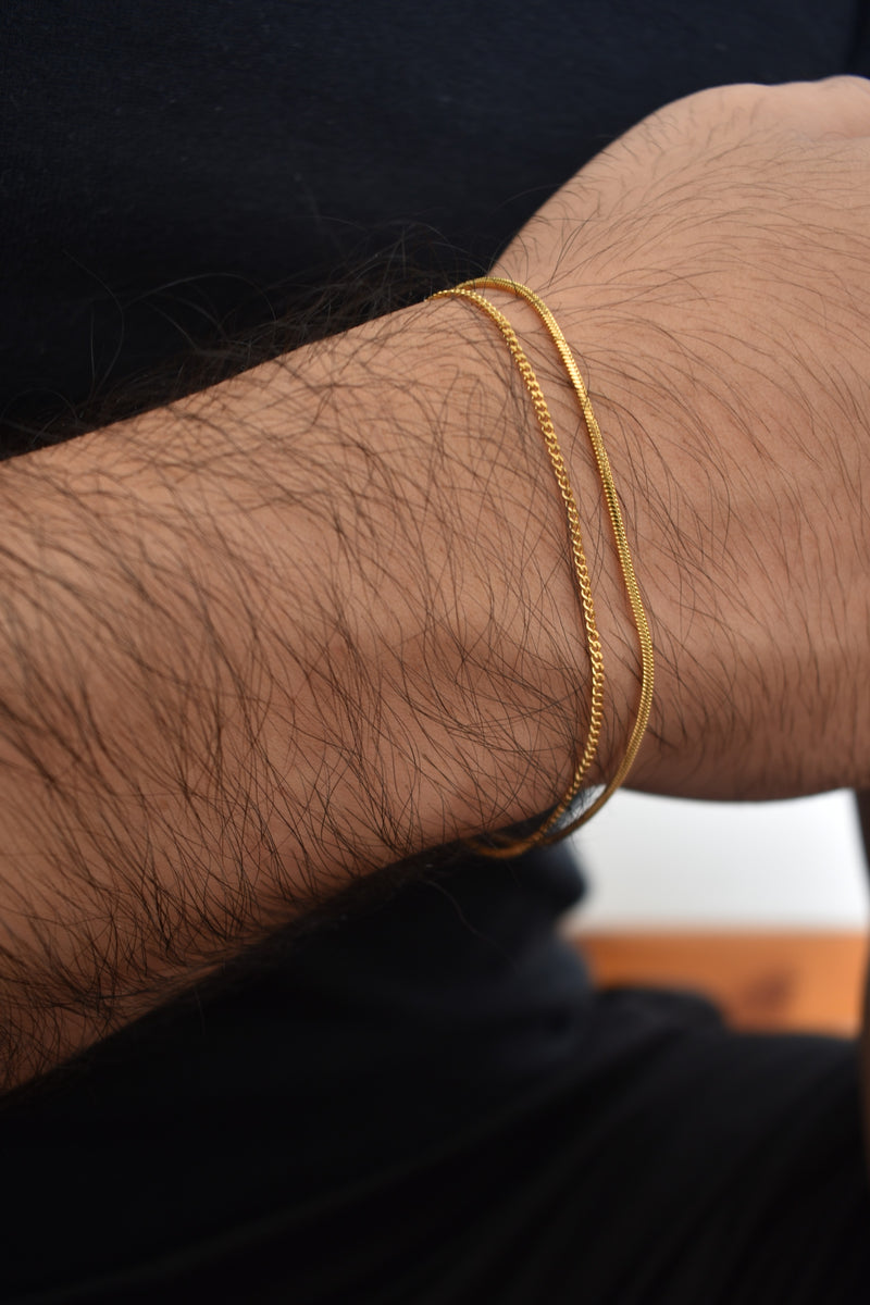 Set x 2 pulseras minimalist - Enchape de oro 18k