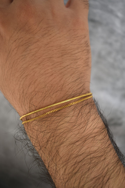 Set x 2 pulseras minimalist - Enchape de oro 18k
