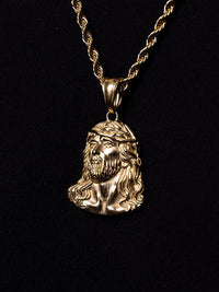 Cadena Cubana 60 cm x 2 mm Dije Rostro de Cristo| Enchape en Oro 18K