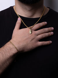 Cadena lazo 50 cms + dije Virgen María de Guadalupe | Enchape de oro 18k