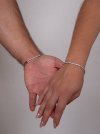 Set Pulseras Tennis Silver Diamante Parejas