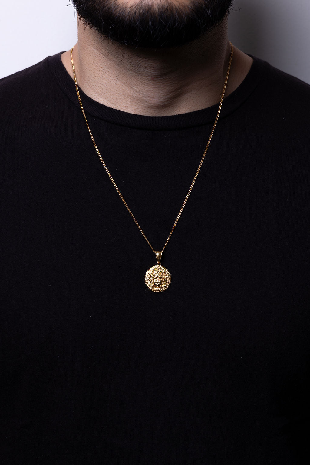 Cadena Cubana 60 cm x 2 mm Dije Medusa| Enchape en Oro 18K