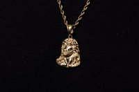 Cadena lazo 60 cms + dije Rostro Cristo| Enchape de oro 18k