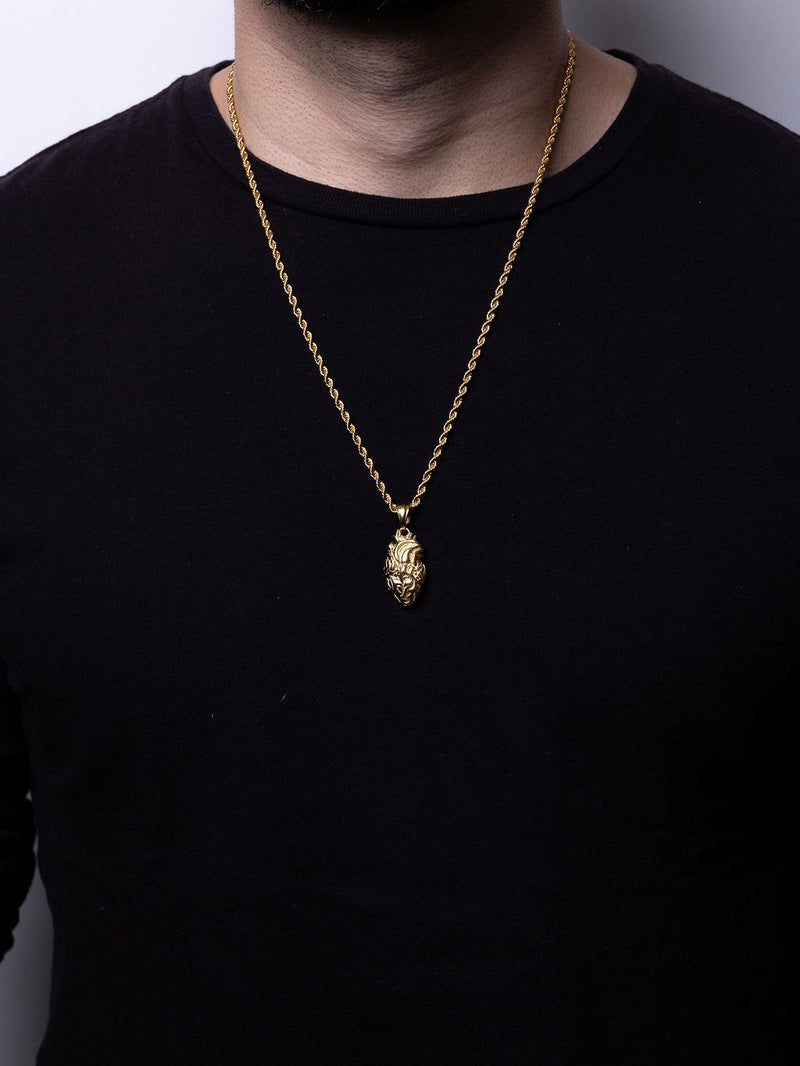 Cadena lazo 60 cms + Dije Corazón | Enchape de oro 18k