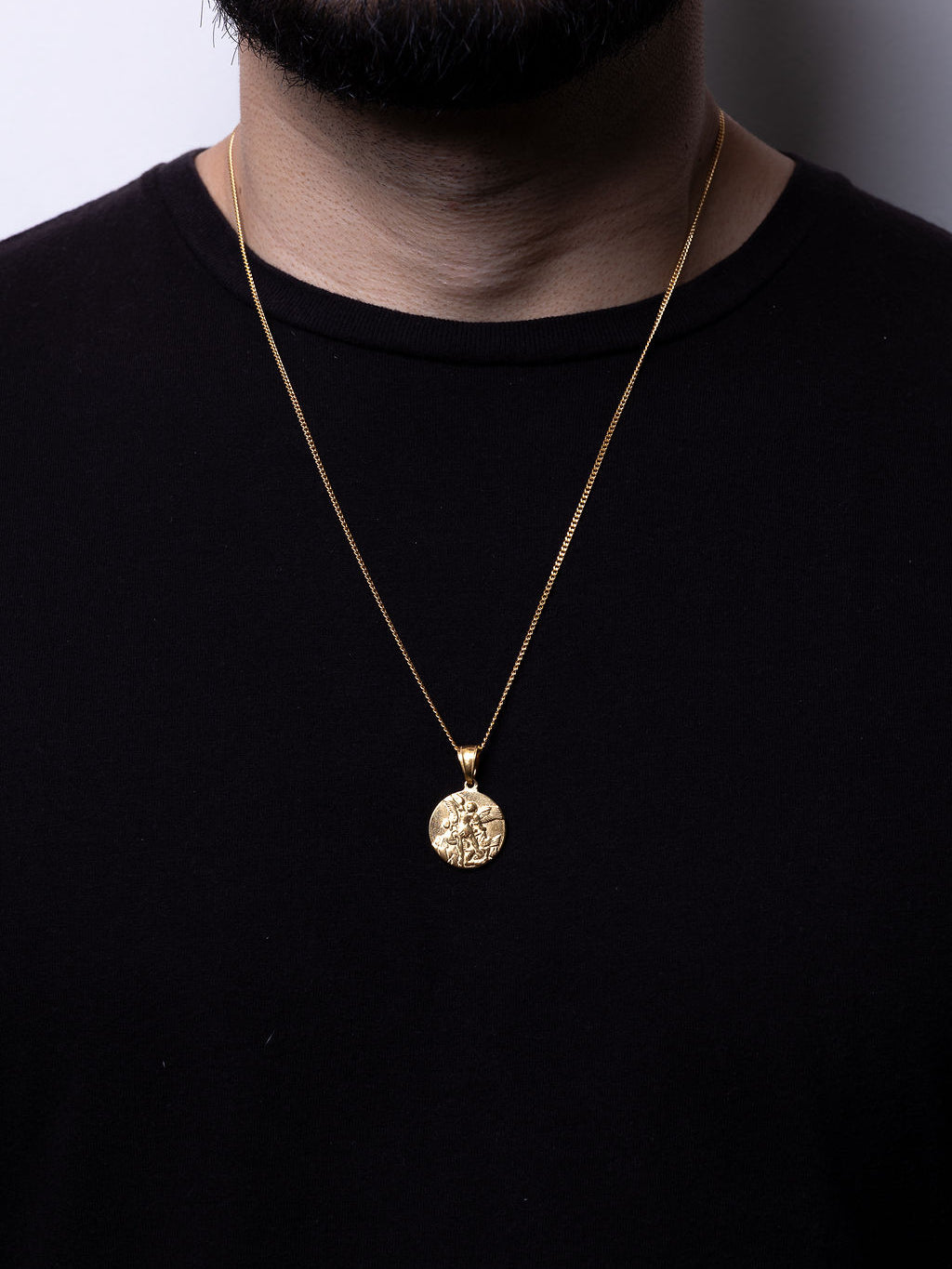 Cadena Cubana 60 cm x 2 mm Dije Arcangel San Miguel| Enchape en Oro 18K