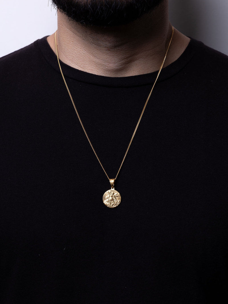 Cadena Cubana 60 cm x 2 mm Dije Arcangel San Miguel| Enchape en Oro 18K