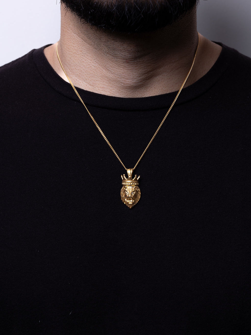 Cadena Cubana 50 cm x 2 mm Dije León| Enchape en Oro 18K