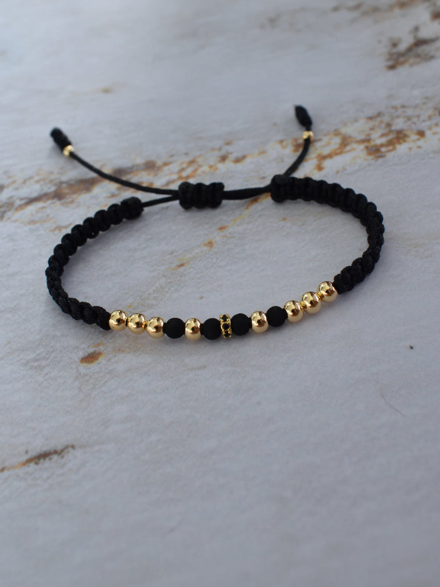 Pulsera Dominus Negro Oro Laminado 18K