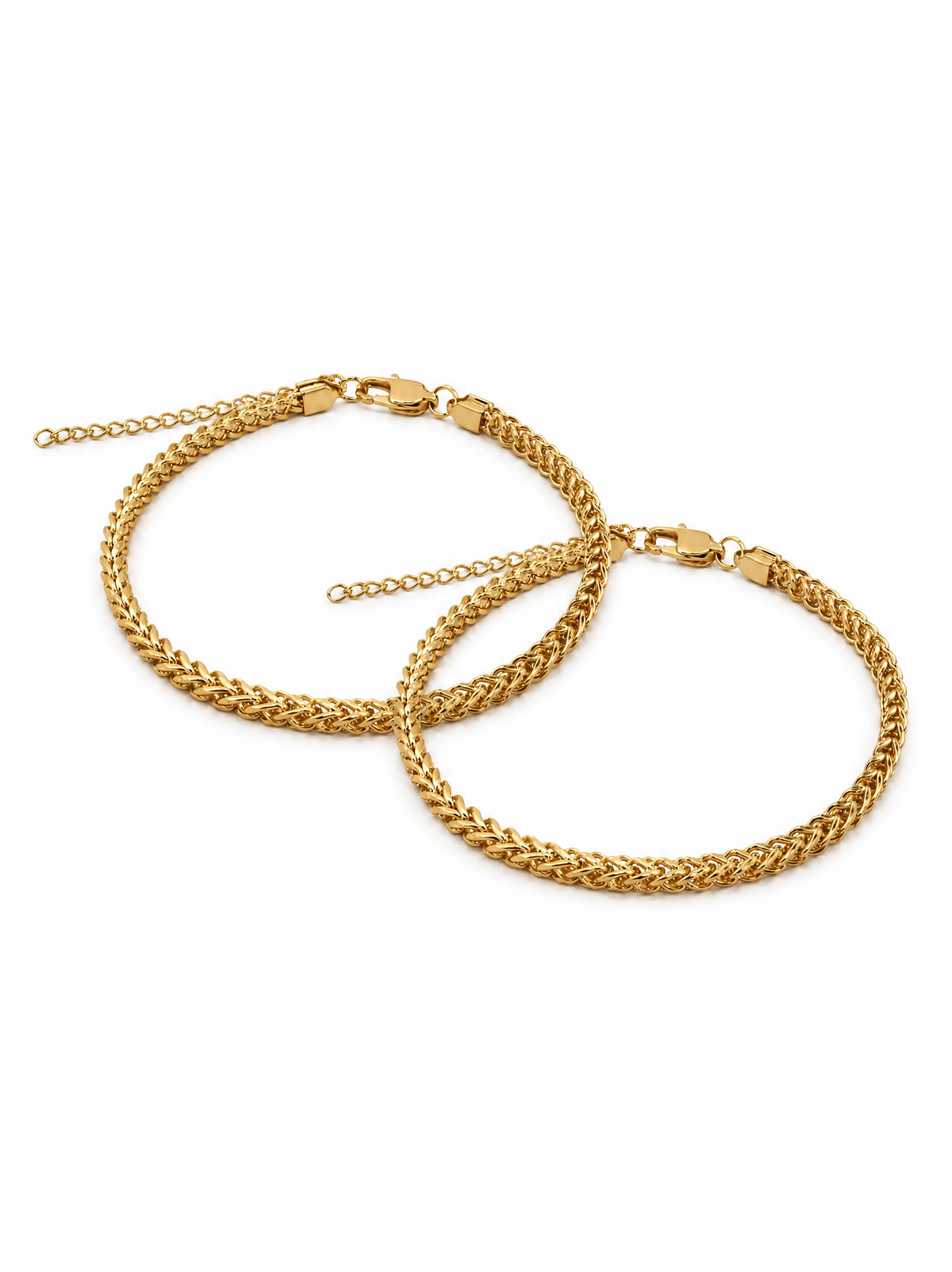 Set pulseras tejido franco para parejas | Enchape en oro 18k