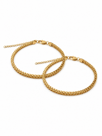 Set pulseras tejido franco para parejas | Enchape en oro 18k