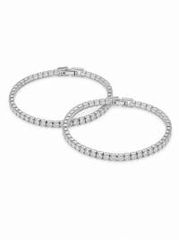 Pulsera plateada con circones tipo diamantes