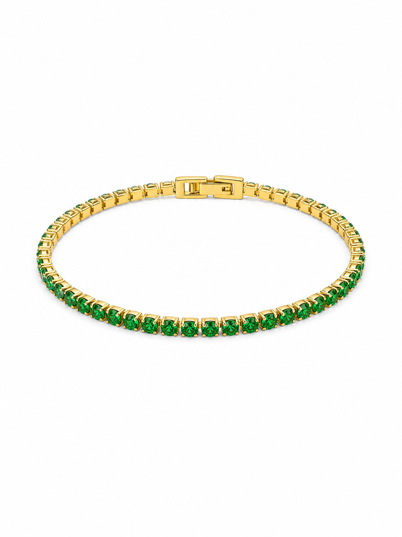 Pulsera tennis de oro y esmeraldas para hombres