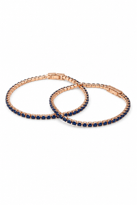 Set pulseras tennis oro rosa zafiro para parejas