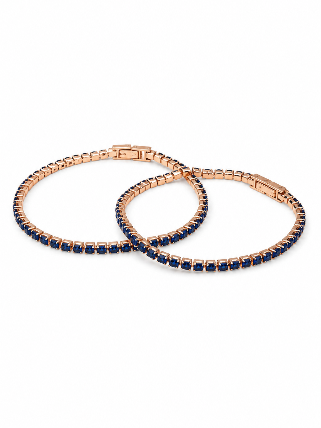Set Pulseras Tennis Oro Rosa Zafiro Parejas