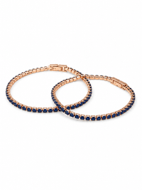 Set Pulseras Tennis Oro Rosa Zafiro Parejas