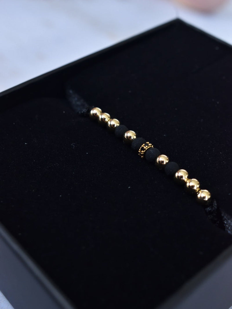 Pulsera Dominus Negro Oro Laminado 18K