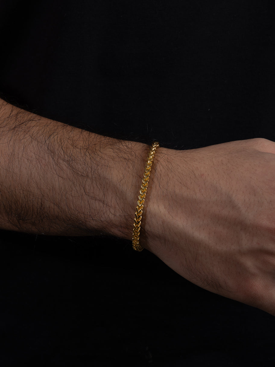 Esclava Tejido Franco Enchape Oro 18K