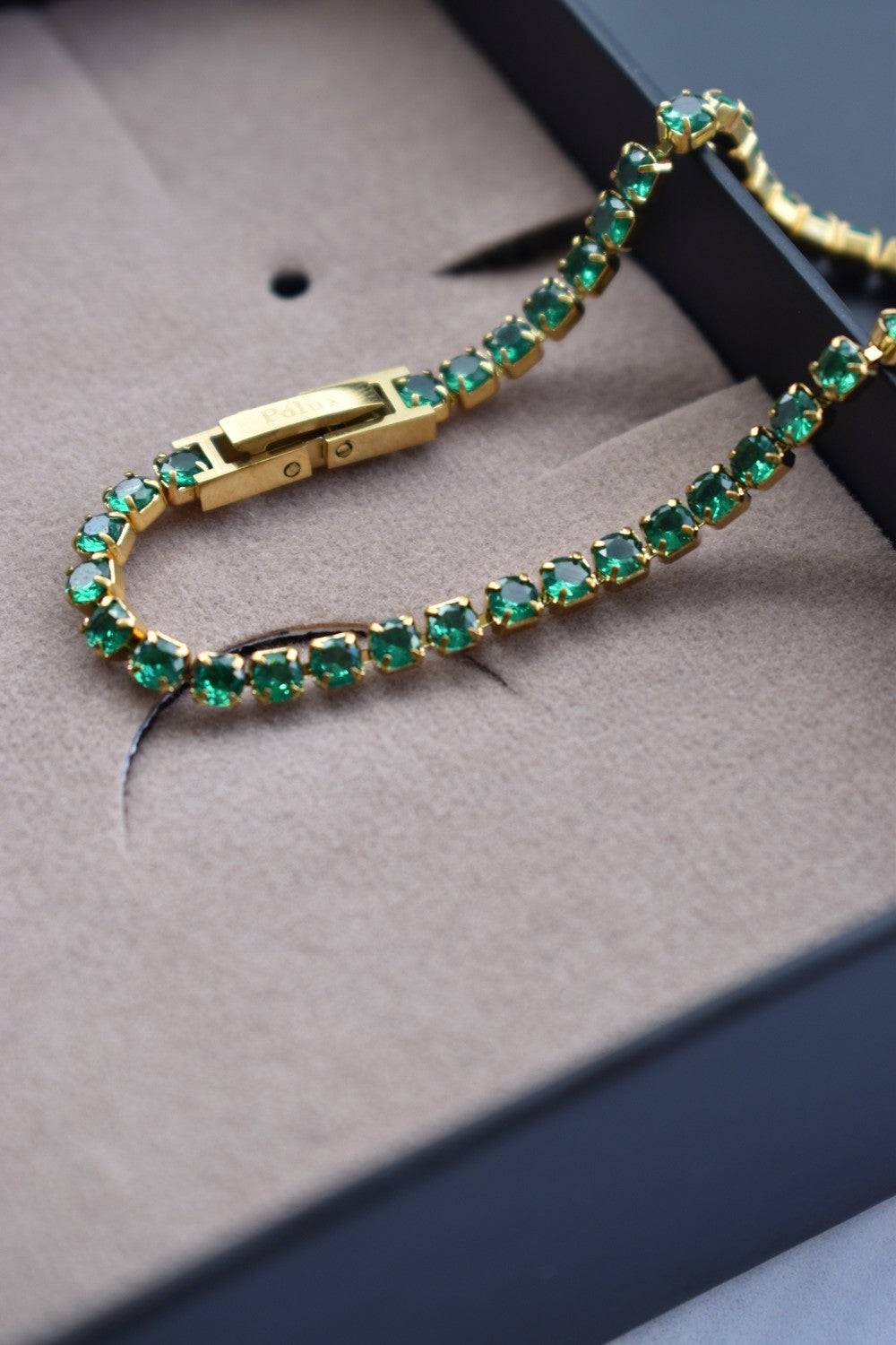 Pulsera tennis Golden Esmeralda