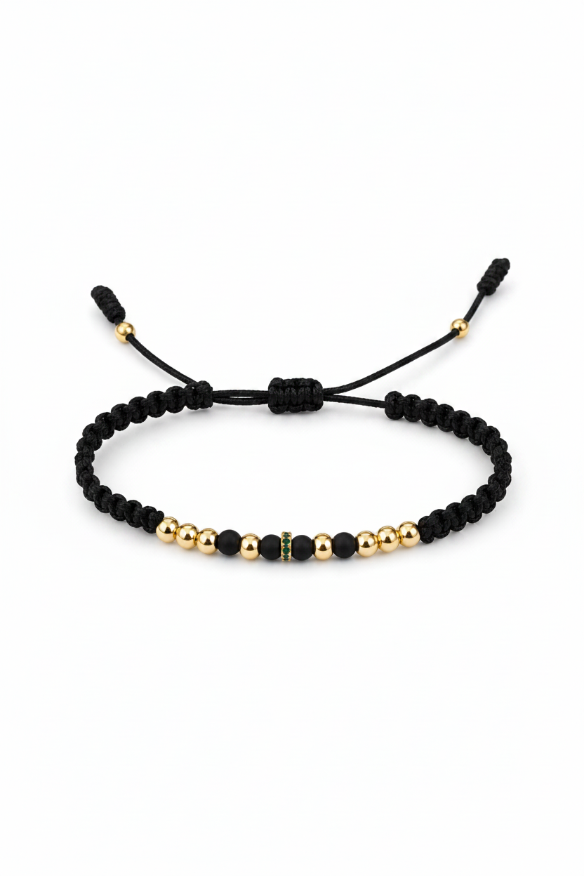 Pulsera con balines de oro laminado