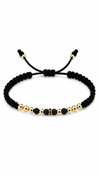 Pulsera oro laminado rondel negro
