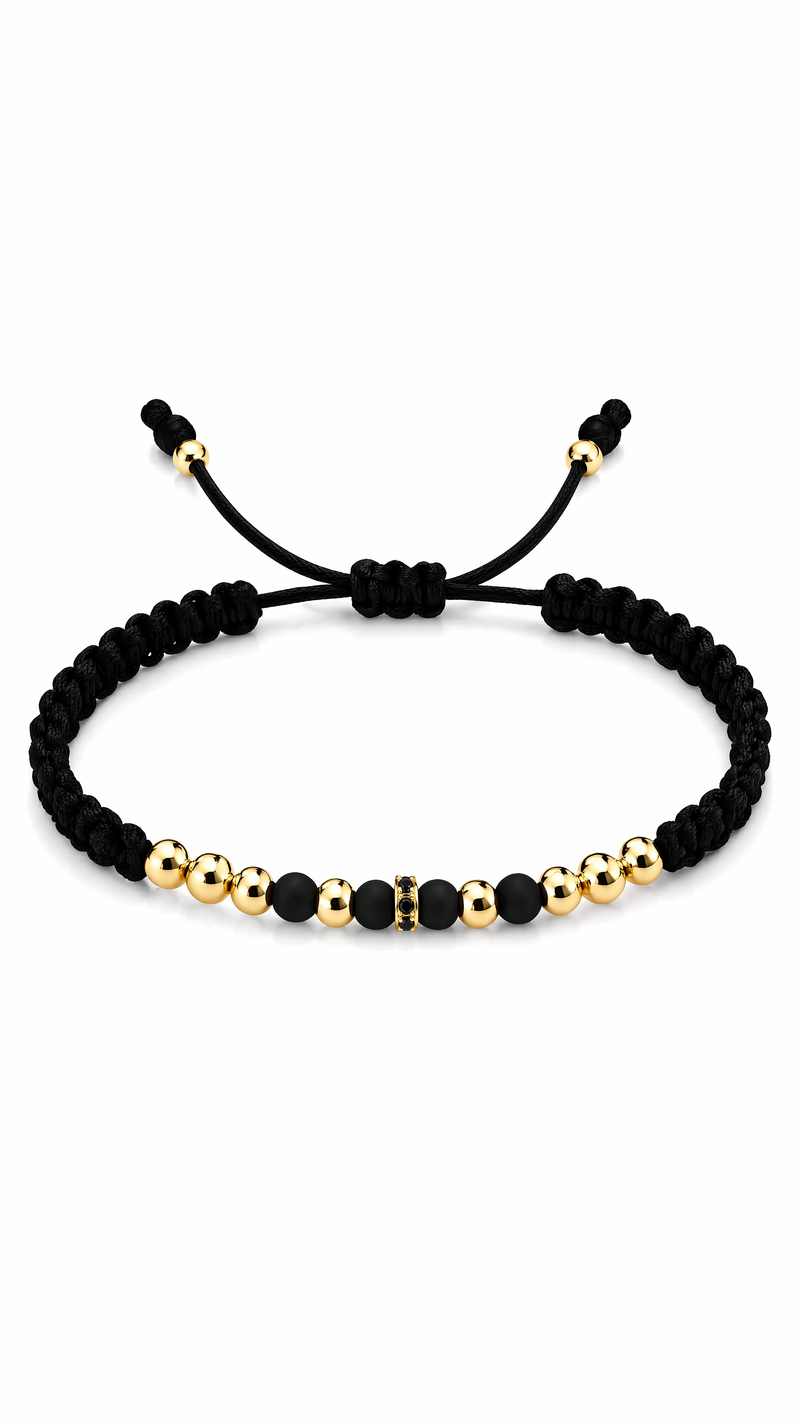 Pulsera oro laminado rondel negro