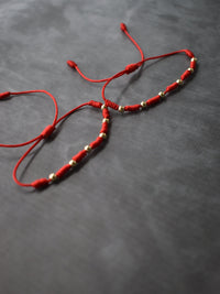 Set Pulseras 7 Nudos Hilo Rojo Parejas