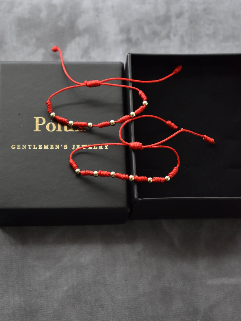 Set Pulseras 7 Nudos Hilo Rojo Parejas