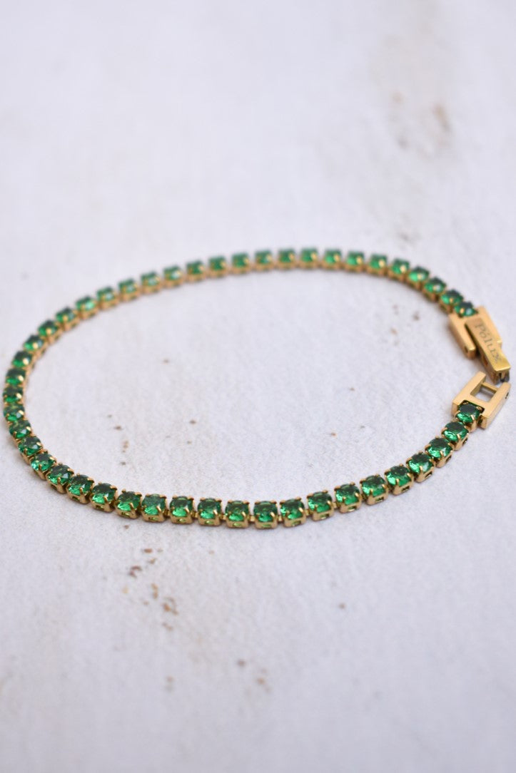 Pulsera tennis Golden Esmeralda