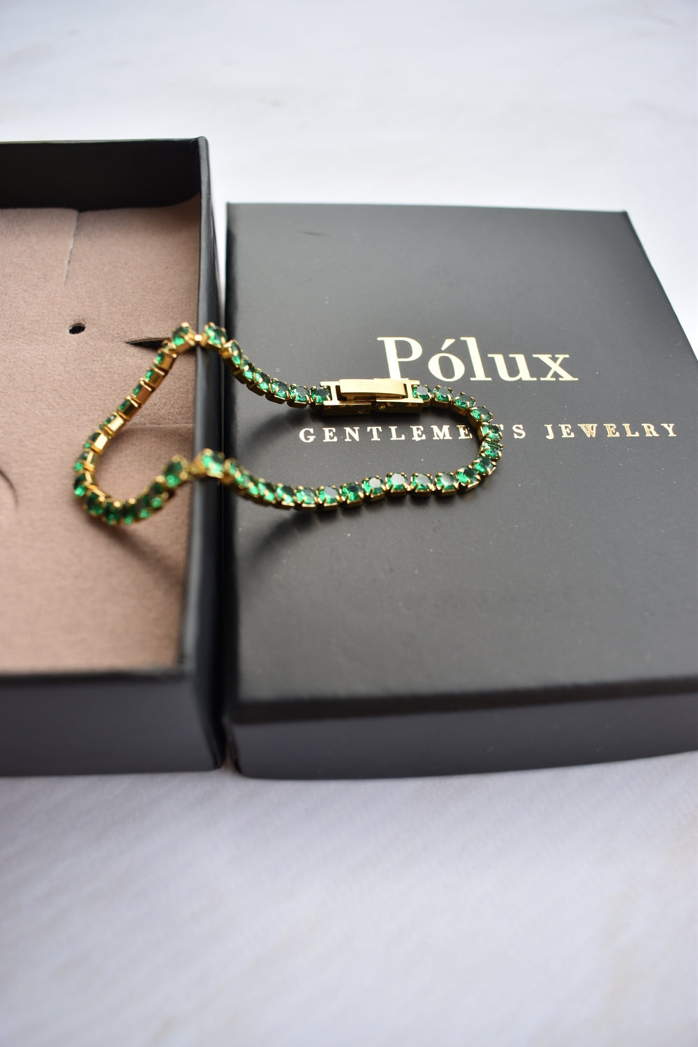 Pulsera tennis Golden Esmeralda