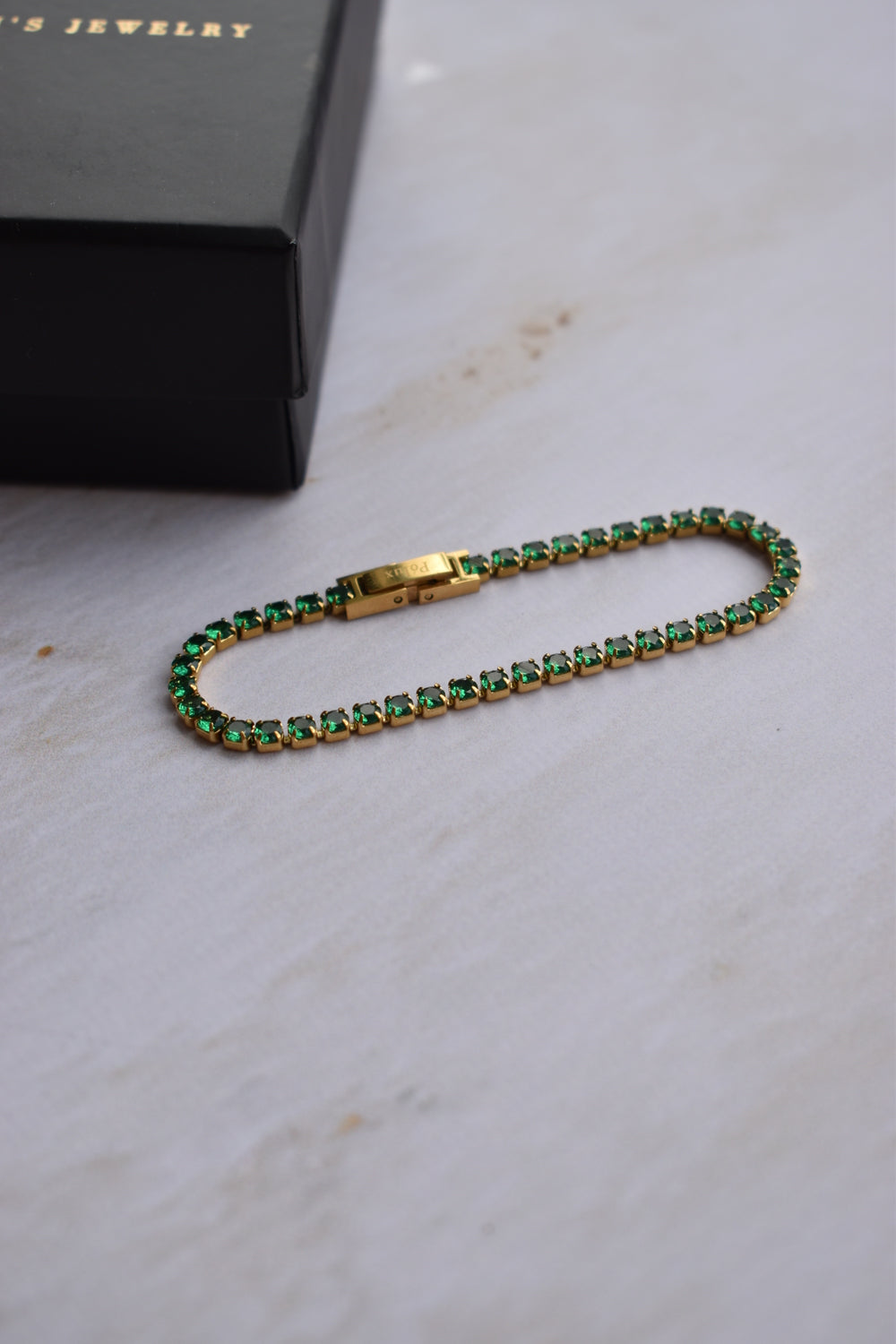 Pulsera tennis Golden Esmeralda