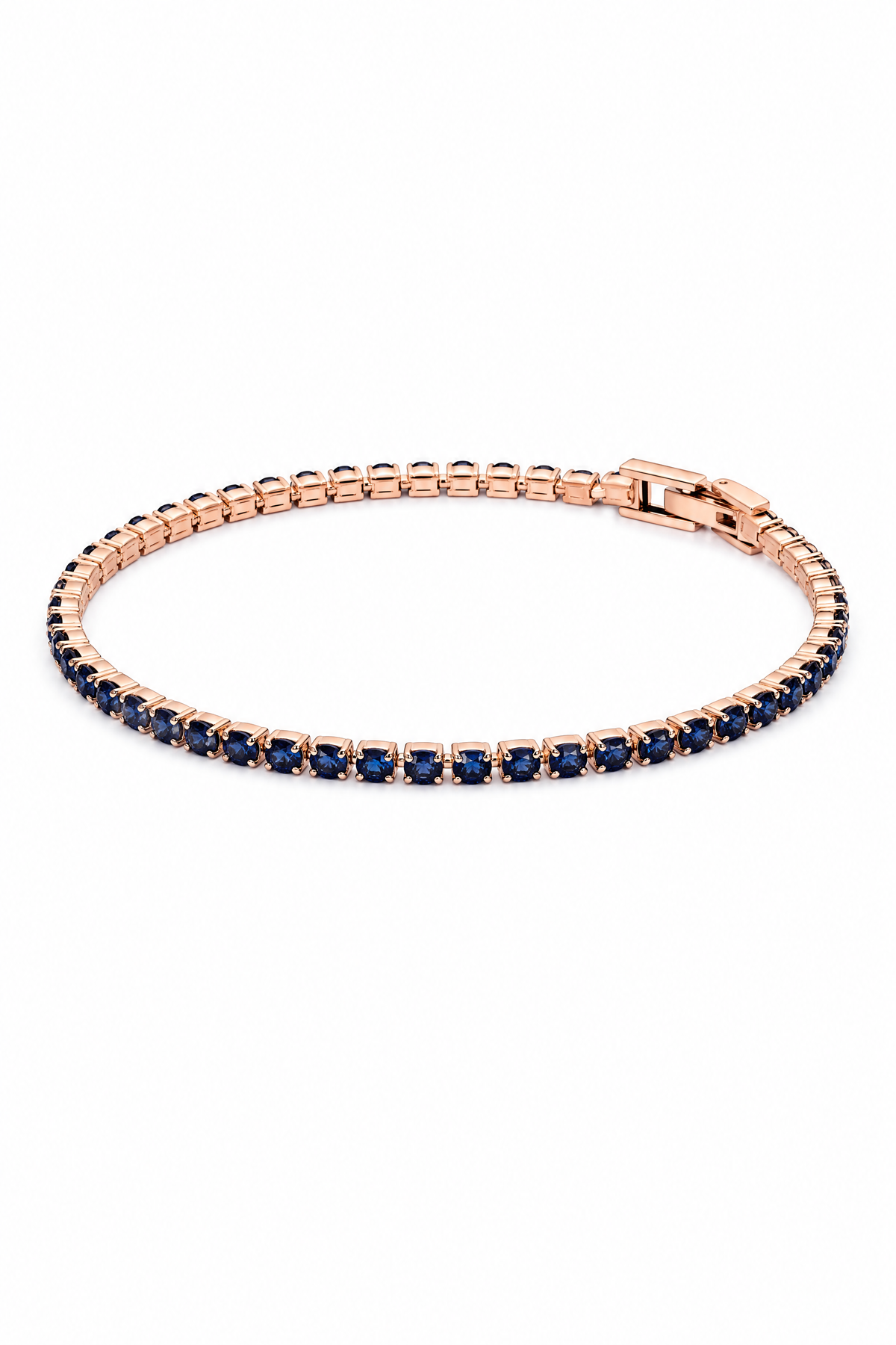 Pulsera tennis oro rosa zafiro 1