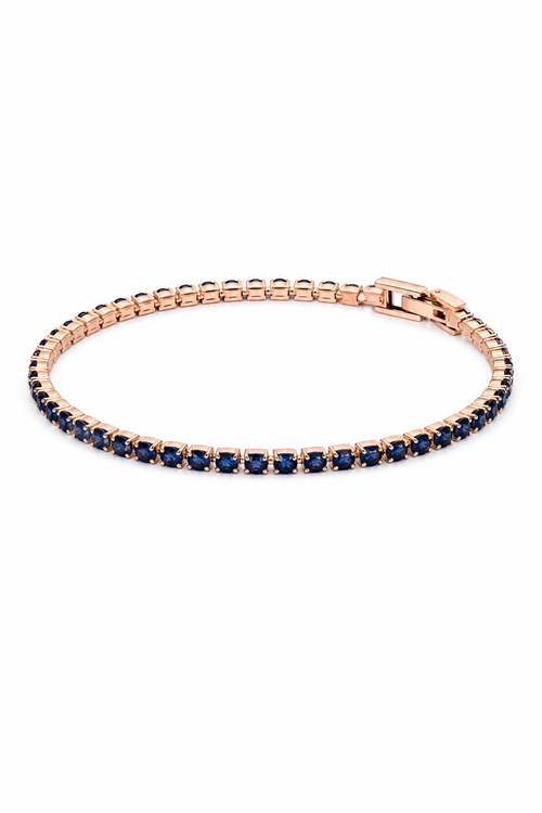 Pulsera tennis oro rosa zafiro 1