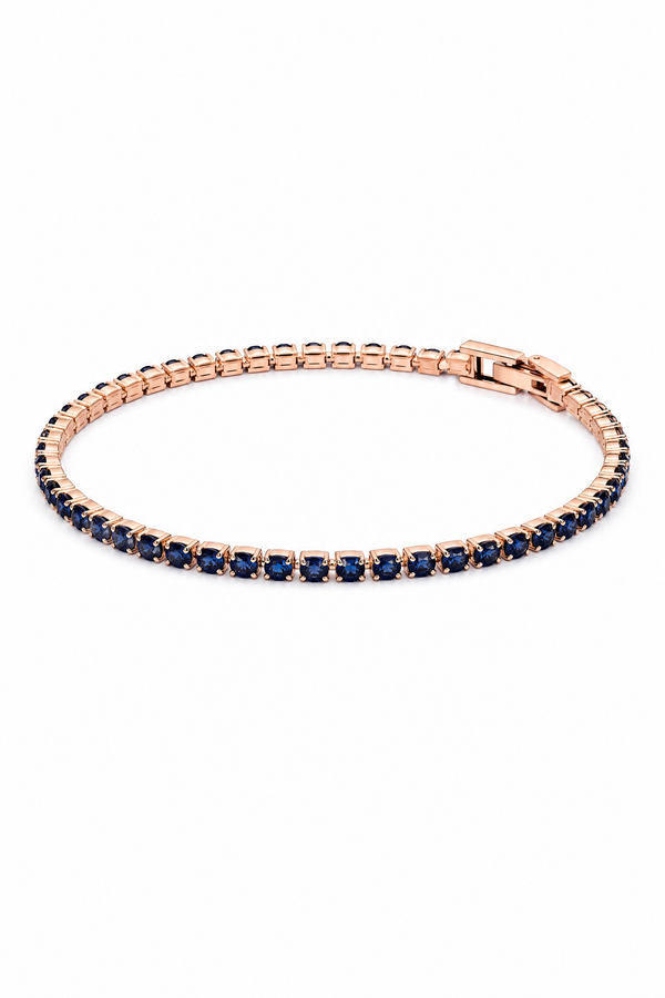 Pulsera tennis oro rosa zafiro 1